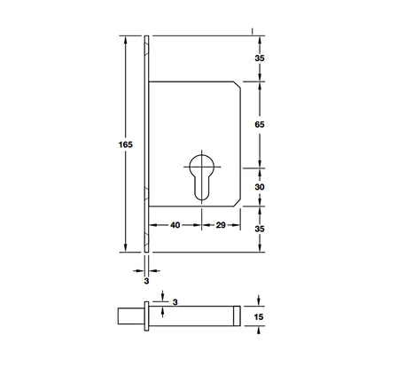 Thân khóa cửa trượt Hafele - 911 26