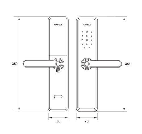 Khóa điện tử Hafele DL7600 (Không bao gồm Pin) - 912 20 230 231 232