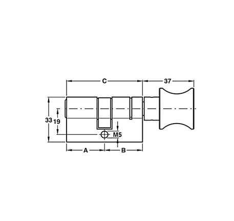Ruột khóa Hafele 1 đầu chìa, 1 đầu vặn - 916 63