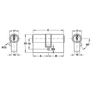 Ruột khóa Hafele 2 đầu chìa - 916 96 007 dimd 457x431 crop center