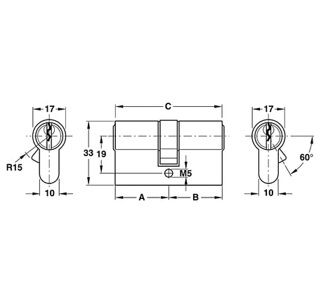 Ruột khóa Hafele 2 đầu chìa - 916 96