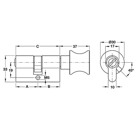 Ruột khóa WC Hafele - 916 96