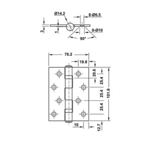 Bản lề lá Hafele 102x76x3mm - 2 vòng bi - 926 20 804 dimd 457x431 crop center