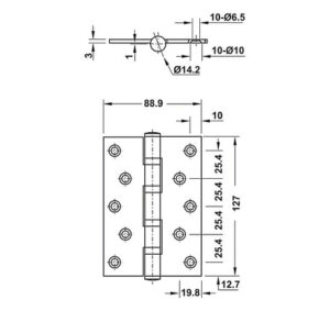 Bản lề lá Hafele 127x89x3mm - 4 vòng bi - 926 25 208 dimd 457x431 crop center