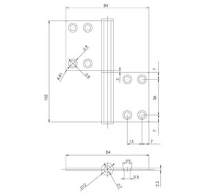 Bản lề lá Hafele cho cửa đố nhỏ - 926 60 900 dimd 457x431 crop center