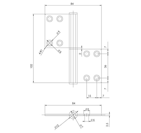 Bản lề lá Hafele cho cửa đố nhỏ - 926 60