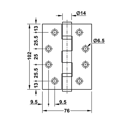 Bản lề lá Hafele chống cháy - 2 vòng bi - 926 98