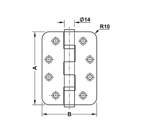 Bản lề lá Hafele chống cháy 127x89x3 - 2 vòng bi - 926 98