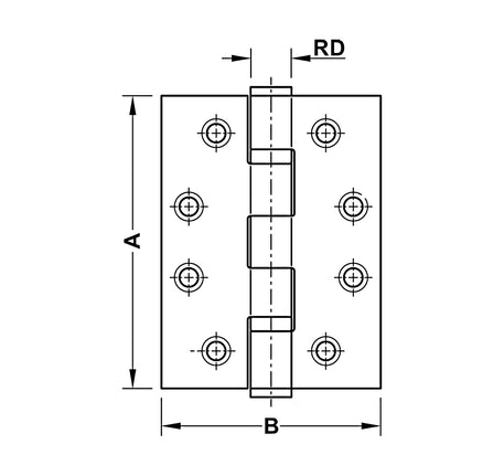 Bản lề lá Hafele chống cháy 127x89x3 - 2 vòng bi - 926 98