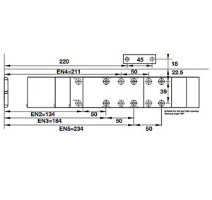 Thiết bị đóng cửa tự động Hafele EN2-5 - lắp nổi - 931 77 149 139 dimd1 457x431 crop center