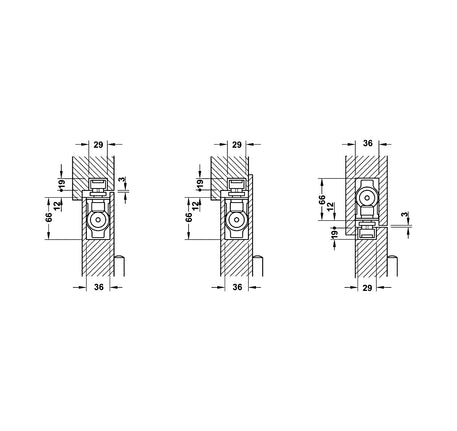 Thiết bị đóng cửa tự động âm Hafele DCL33 931.84.269 - 931 84