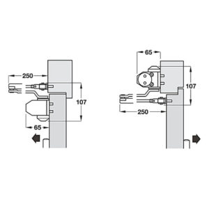 Thiết bị đóng cửa tự động Hafele DCL 11 - 931 84 649 dimd1 457x431 crop center