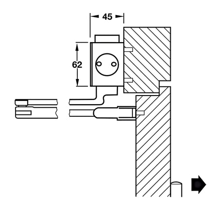 Thiết bị đóng cửa tự động Hafele DCL55 - DCL55 không có chức năng giữ cửa - 931 84