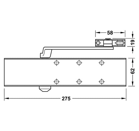 Thiết bị đóng cửa tự động Hafele DCL55 - DCL55 không có chức năng giữ cửa - 931 84
