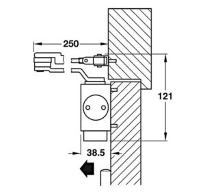 Thiết bị đóng cửa tự động lắp nổi Hafele - DCL51 không có chức năng giữ cửa - 931 84 829 dimd1 457x431 crop center