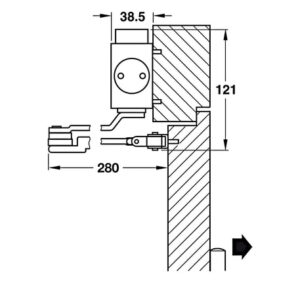 Thiết bị đóng cửa tự động lắp nổi Hafele - DCL51 không có chức năng giữ cửa - 931 84 829 dimd2 457x431 crop center