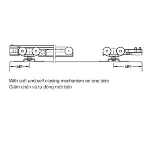 Bộ phụ kiện cho 1 cửa Hafele (không bao gồm ray trượt) - 941 02 037 dimd 457x431 crop center