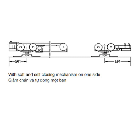 Bộ phụ kiện cho 1 cửa Hafele (không bao gồm ray trượt) - 941 02