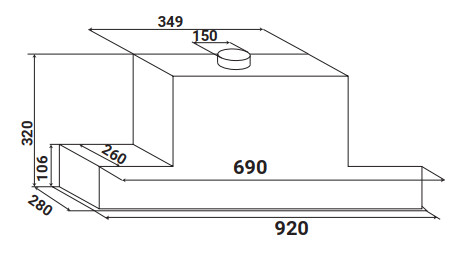 KÍCH THƯỚC MÁY HÚT MÙI ÂM TỦ TOÀN PHẦN KAFF KF-BI90PR