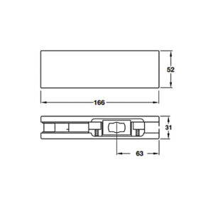 Kẹp kính dưới Hafele - 981 50 010 981 00 654 dimd 457x431 crop center