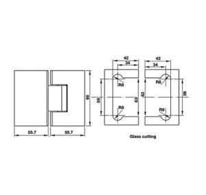 Bản lề kính - kính 180° Hafele - 981 77 902 dimd 457x431 crop center