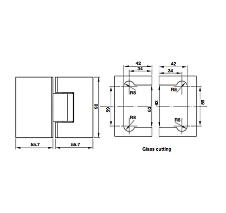 Bản lề kính - kính 180° Hafele - 981 77