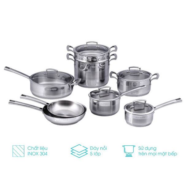 BỘ NỒI INOX JUNGER JC-100 CAO CẤP 13 CHI TIẾT - Bo noi cao cap Junger JC 100 5 1677585303