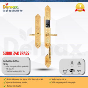 KHÓA CỬA ĐẠI SẢNH APP WIFI DEMAX SL888 BRASS 24K ĐÚC ĐỒNG NGUYÊN CHẤT - DEMAX SL888 24K BRASS