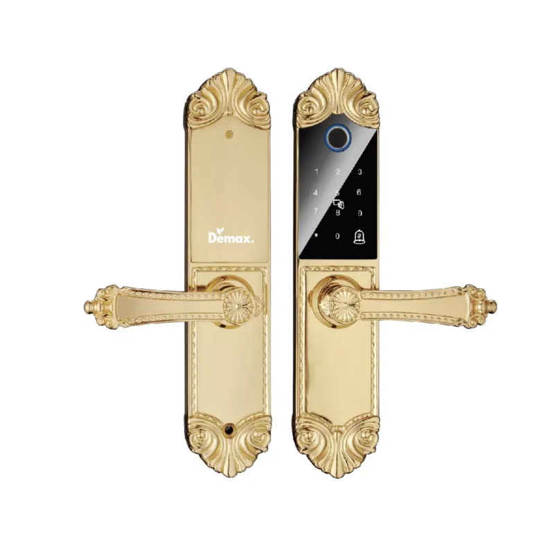 KHÓA CỬA VÂN TAY CỔ ĐIỂN APP WIFI DEMAX SL280 BRASS MẠ VÀNG 24K
