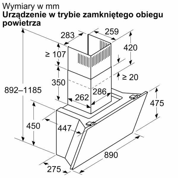 MÁY HÚT MÙI KÍNH VÁT BOSCH DWK91LT60 SERIE 8 - Kich thuoc lap dat may hut mui Bosch DWK91LT60