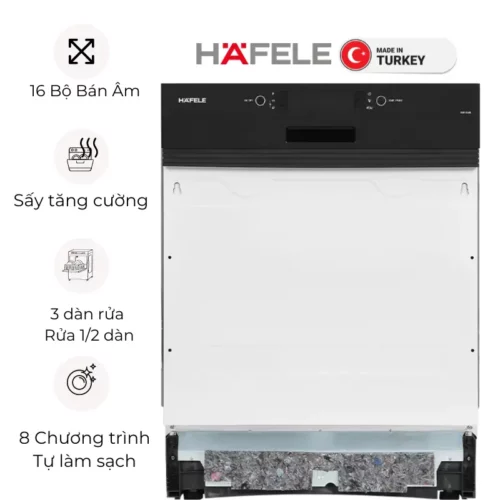MÁY RỬA CHÉN BÁN ÂM MẶT ĐEN HAFELE HDW-HI60B (533.23.210)