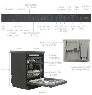 MÁY RỬA BÁT ĐỘC LẬP LG LDT14BLA4 MÀU ĐEN - May rua bat LG TrueSteam™ mau den LDT14BLA4 ABMPEVN 8