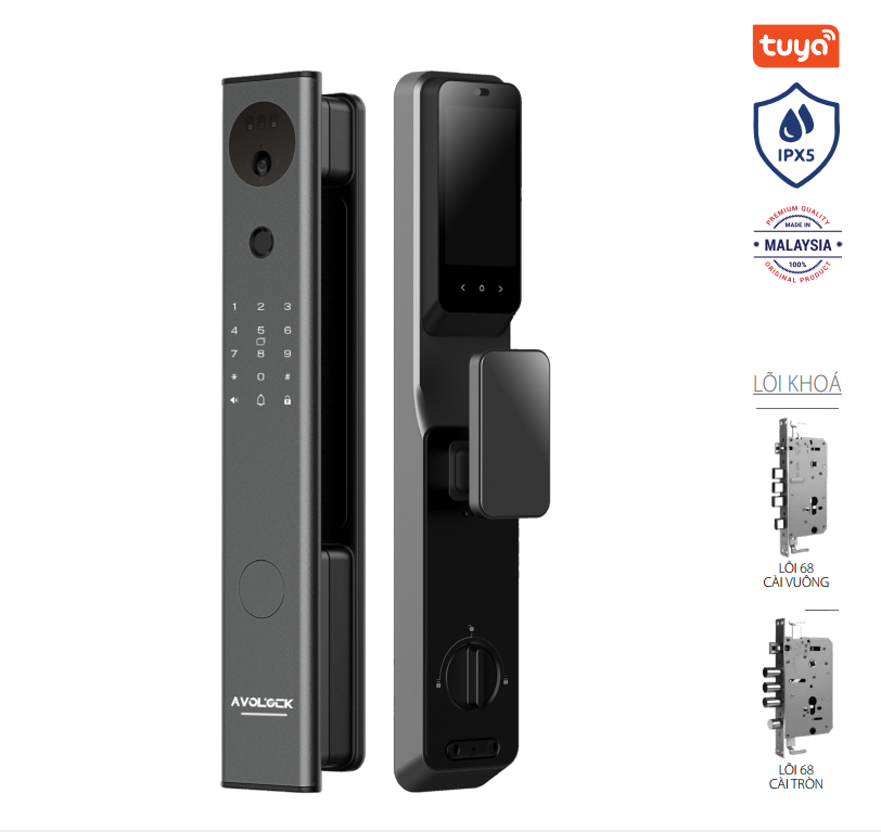 Khoá vân tay Avolock AL-84FRVT-B nhận diện khuôn mặt Face ID, App wifi - al 84frvt b 1