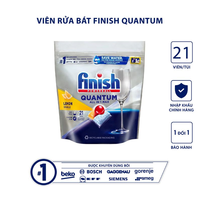 Viên rửa bát Finish Quantum All In One túi 21 viên - anh vien rua bat finish quantum all in one tui 21 vien