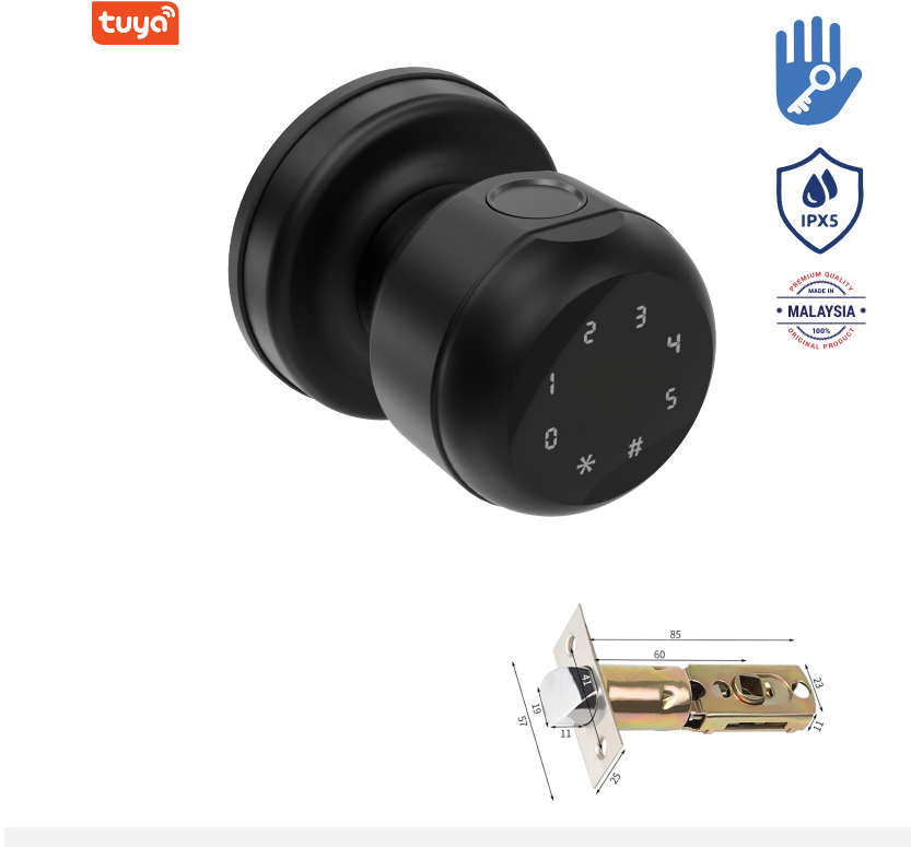 Khoá tay nắm tròn vân tay Avolock AT-104-B App wifi