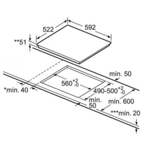 BẾP TỪ BOSCH 3 VÙNG NẤU SERI 4 PID631BB5E - ban ve kich thuoc bep tu ba bosch puc631bb2e serie 4 1090x1090 1