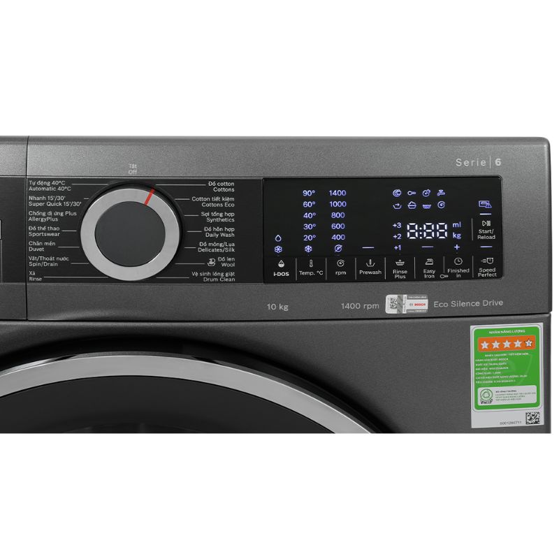 MÁY GIẶT BOSCH 10KG WGG254A0VN SERIES 6 - bang dieu khien may giat bosch 10kg wgg254a0vn cua truoc