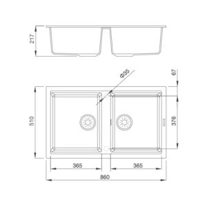 Chậu rửa đá Granite Nano Black K-45086 - black k 45086