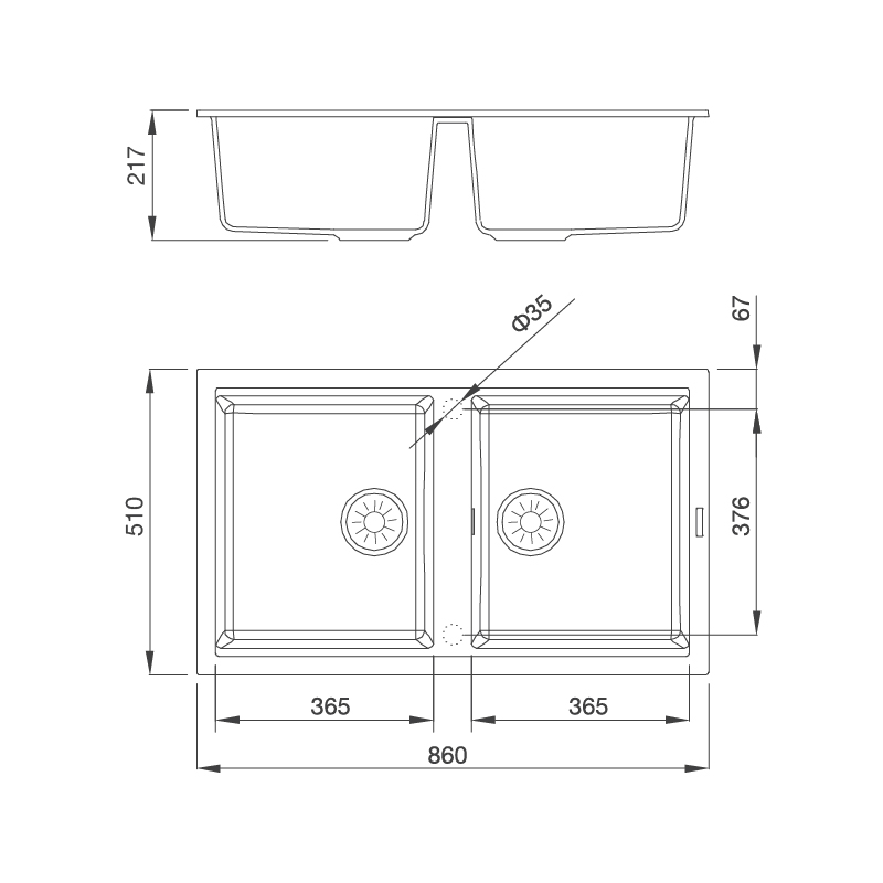 Chậu rửa đá Granite Nano Black K-45086 - black k 45086