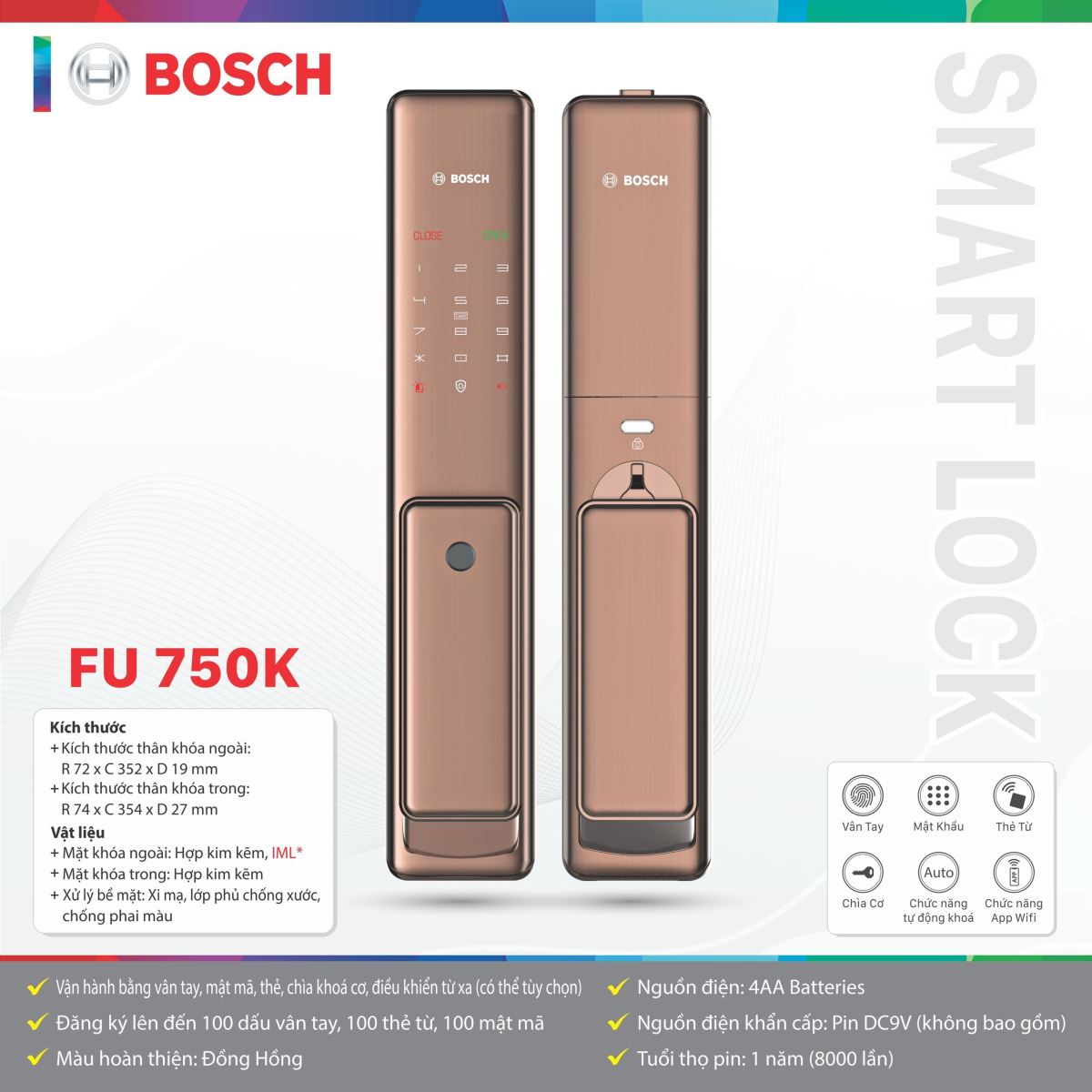 Khóa cửa điện tử Bosch FU750DE