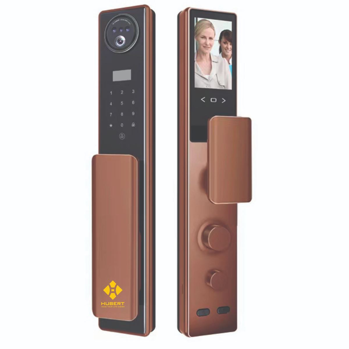 Khóa cửa vân tay Hubert HB CG88 Amber Gold Face ID, App wifi