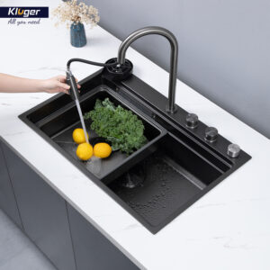 CHẬU RỬA CHÉN KLUGER KWF8161FB S76W PLUS - chau rua bat 1 ho kluger kwf8161fb s76w thac nuoc 2