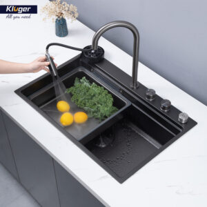 CHẬU RỬA CHÉN KLUGER KWF8161FB S76W PLUS - chau rua bat 1 ho kluger kwf8161fb s76w thac nuoc 4