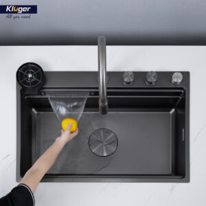 CHẬU RỬA CHÉN KLUGER KWF8161FB S76W PLUS - chau rua bat 1 ho kluger kwf8161fb s76w thac nuoc 5