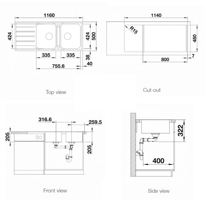 Chậu rửa bát Blanco LEMIS 8S-IF - chau rua bat blanco lemis 8s if 2