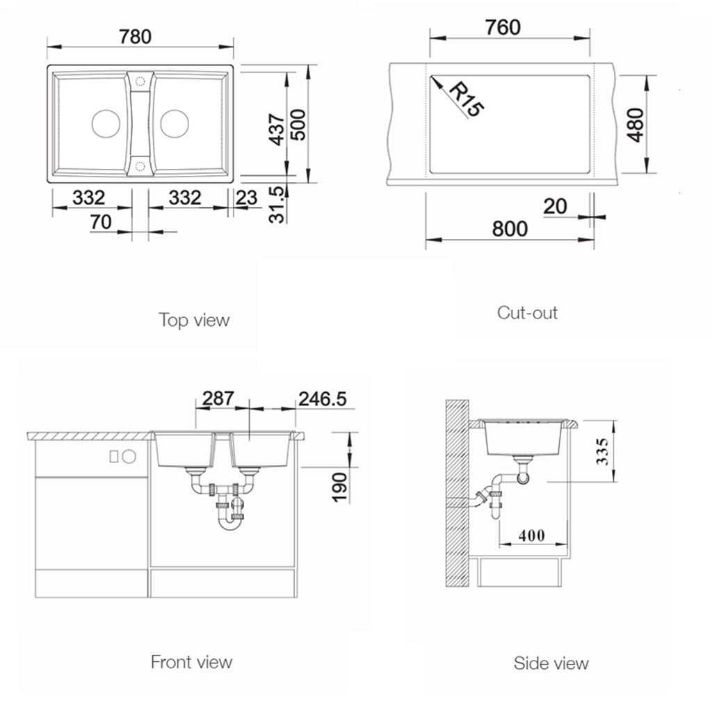 Chậu rửa bát Blanco LEXA 8 Jasmine - chau rua bat blanco lexa 8 jasmine 1 1
