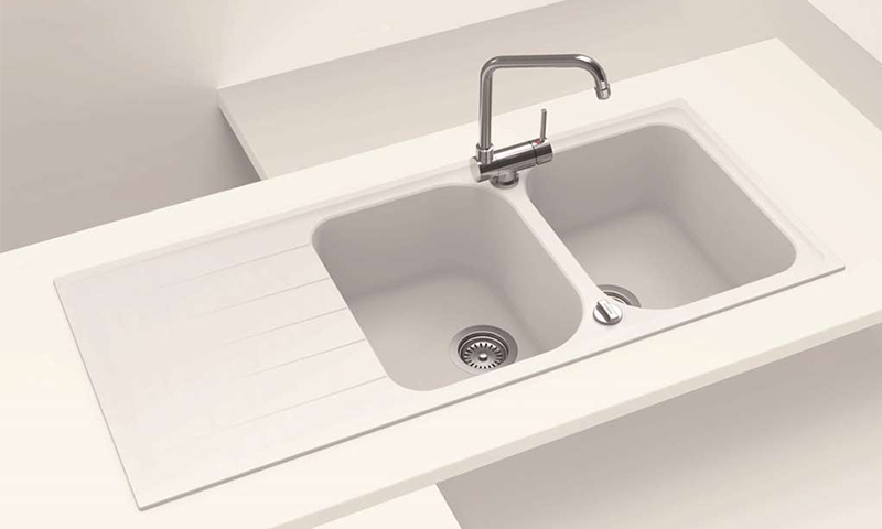 CHẬU GRANSTONE HAFELE HS18-GED2R80 MÀU KEM 570.35.460 - chau rua bat da hafele hs18 ged2r80 57035460 2 ho 1 ban 1