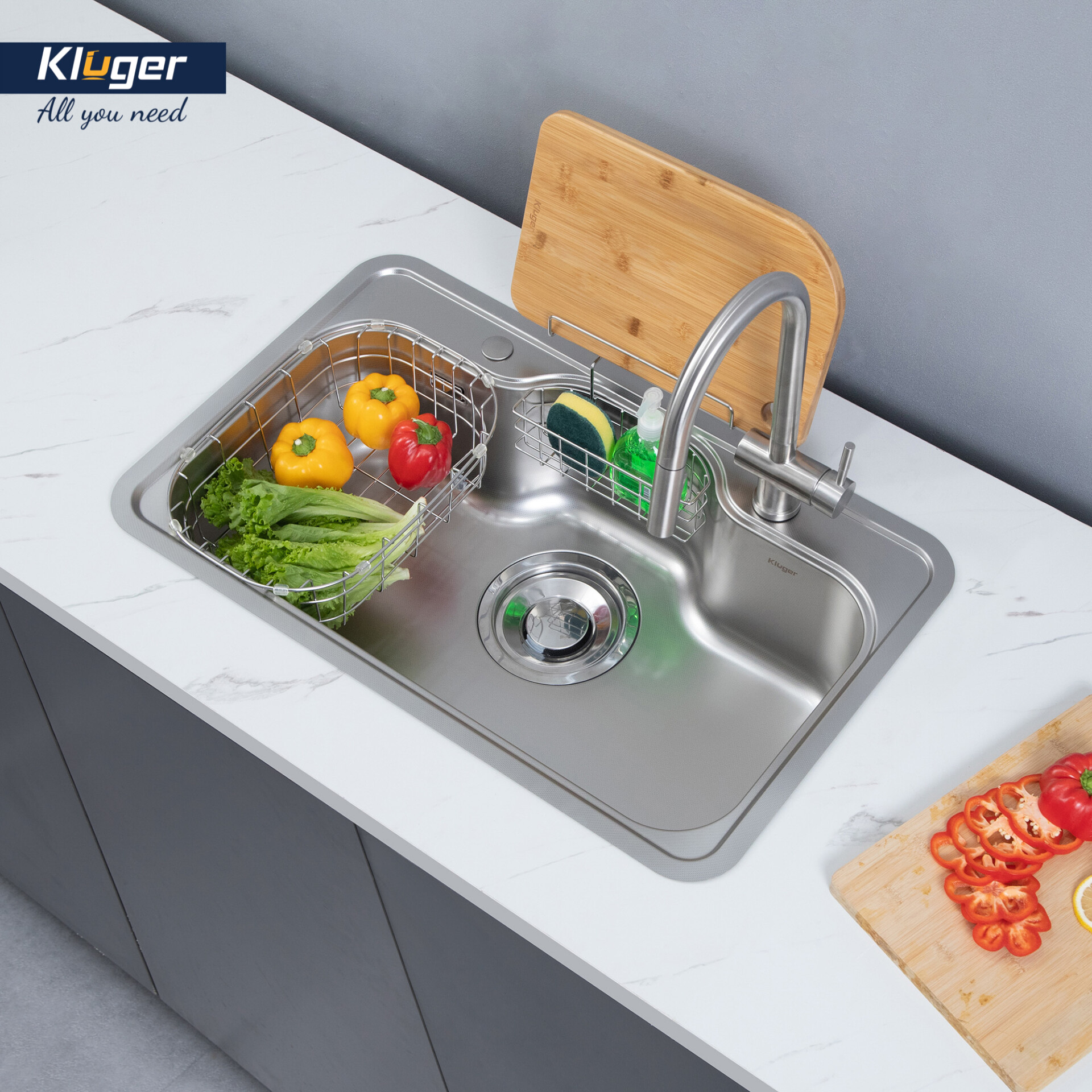 CHẬU RỬA CHÉN KLUGER KT8050FS S80 PLUS - chau rua bat kluger kt8050fs taki 2 1