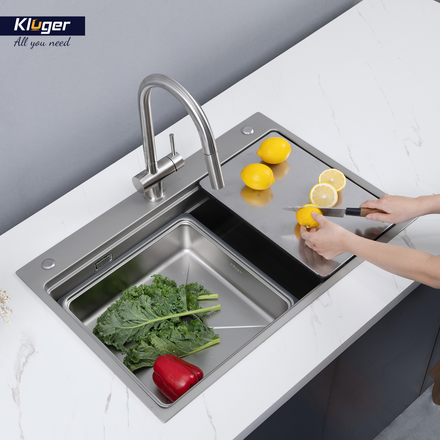 CHẬU RỬA CHÉN KLUGER KWF8161FS S76 PLUS - chau rua bat kluger kwf8161fs s76 k600 9