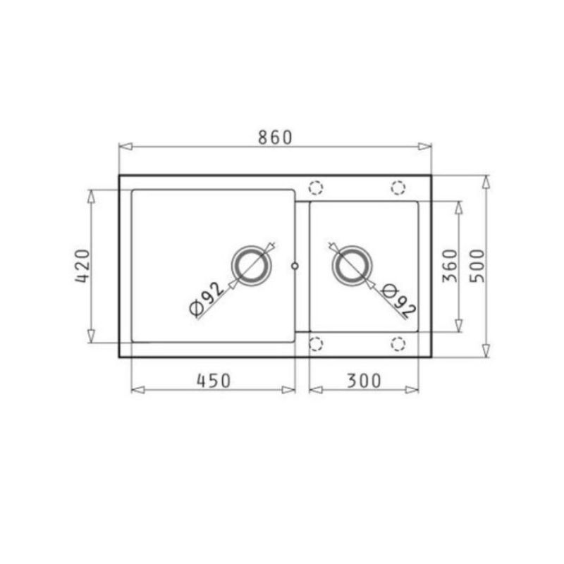 Chậu rửa bát Bosch Pyragranite Alazia 1 3/4B - chau rua da bosch pyragranite alazia 86x50 1 3 4b 2
